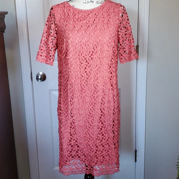 Tahari | Dresses | Tahari Pink Floral Lace Dress | Poshmark